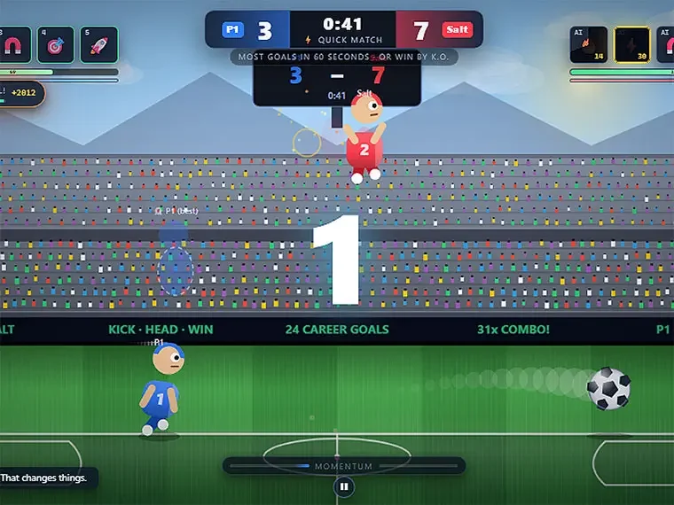 2D Football Wars official image showing two players in a football arena