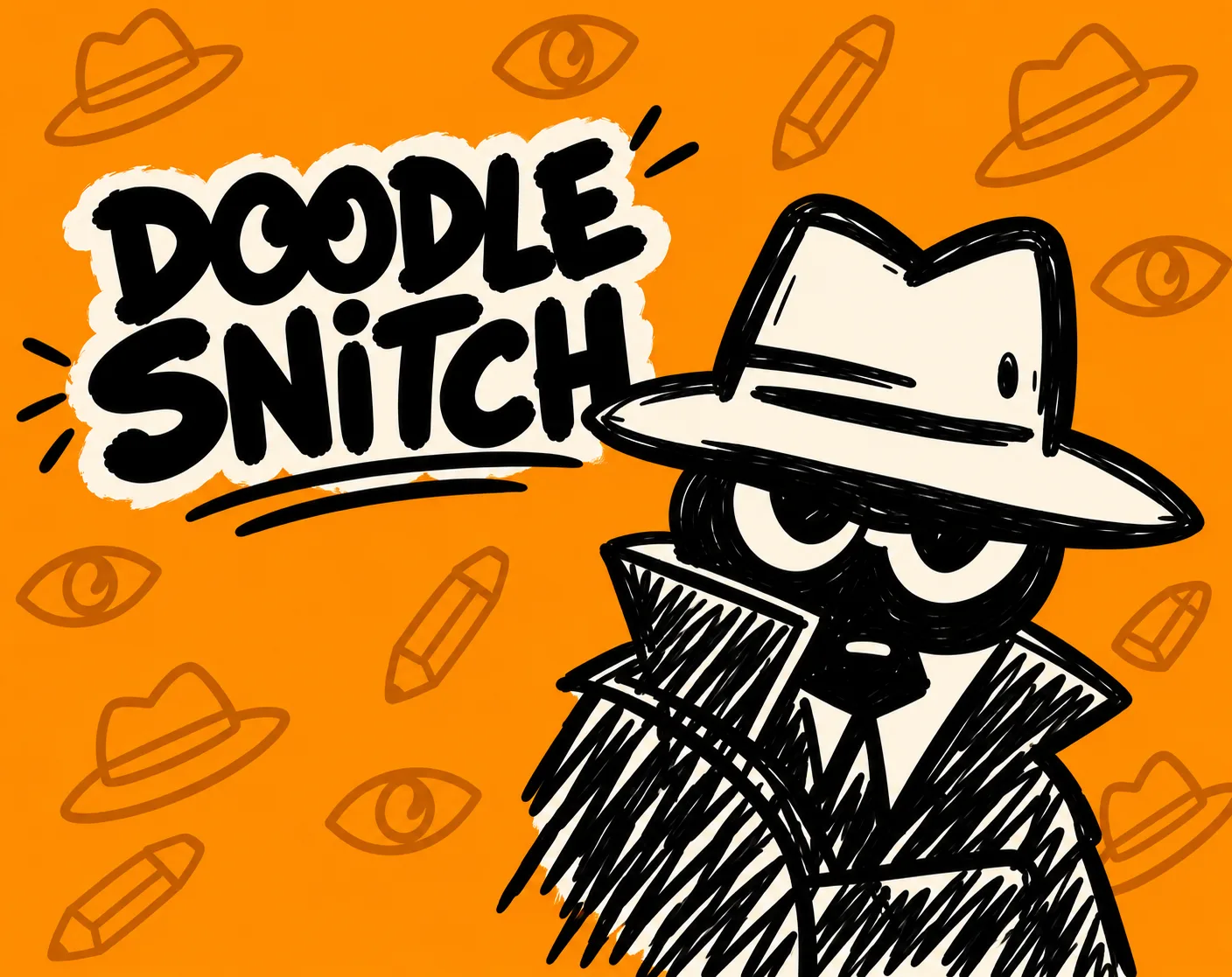Doodle Snitch cover with a masked figure in a hat on an orange background.