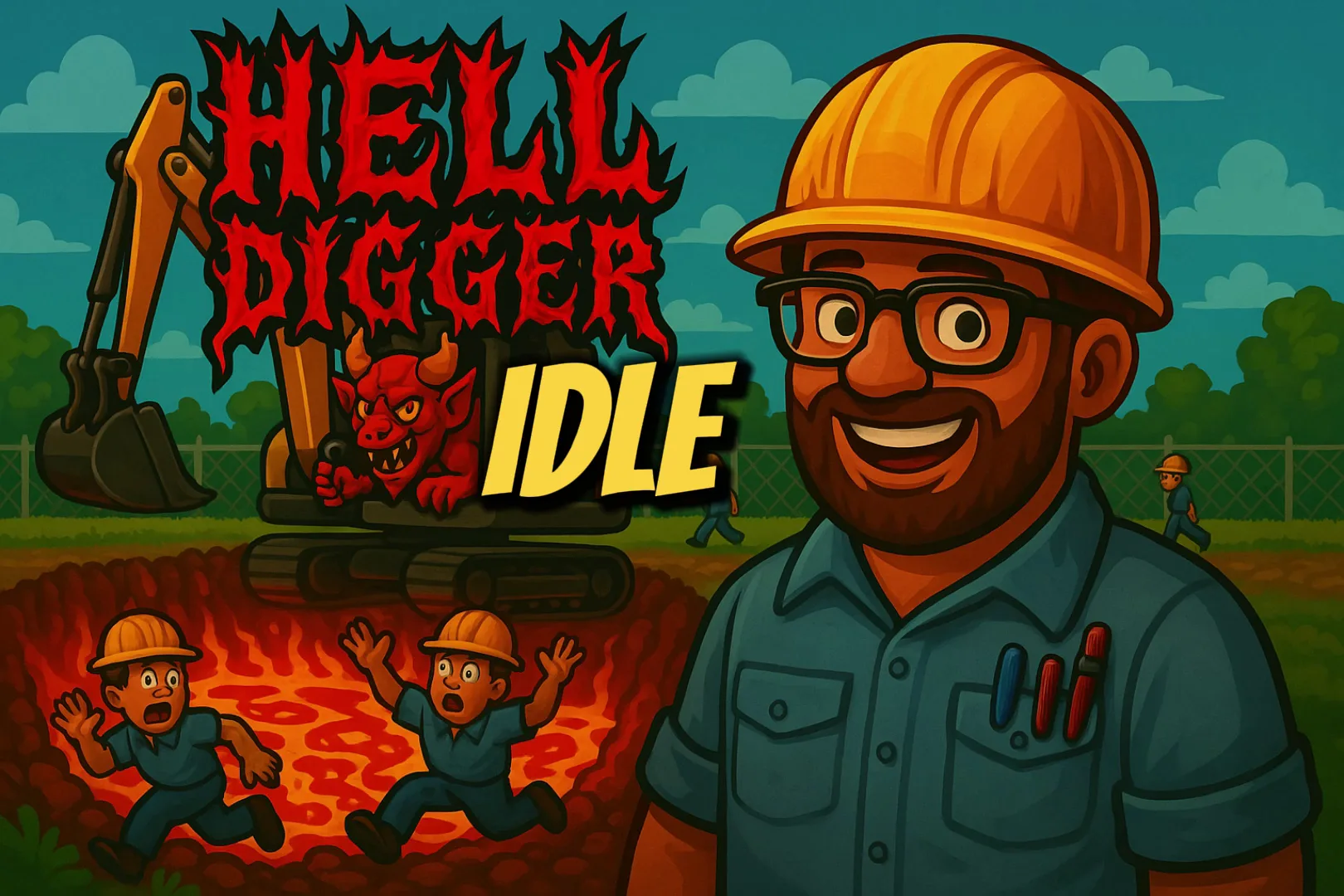 Official HellDigger cover art showing the idle digging game