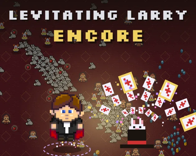 Levitating Larry Encore cover with the magician, cards and rabbits beneath the title.