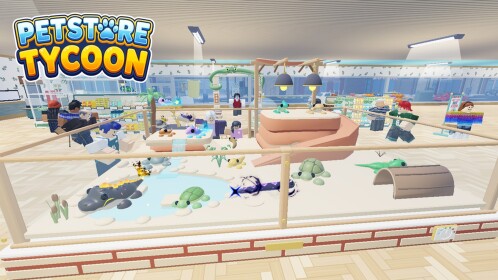 Official Pet Store Tycoon cover showing the shop interior and animals on display.