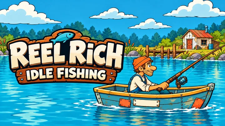 Official Reel Rich: Idle Fishing game cover.