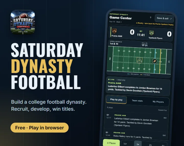 Official cover for Saturday Dynasty Football.